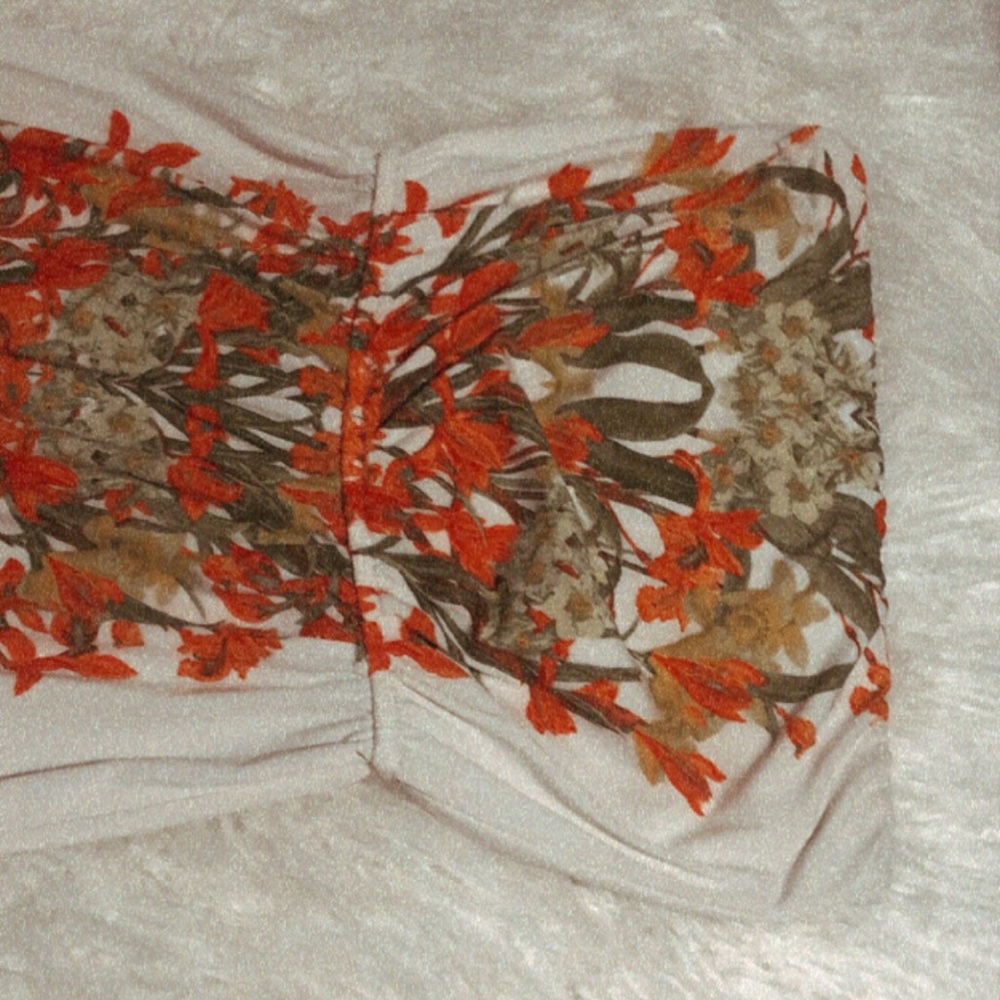 White Maxi Dress with Orange/Green Detailing